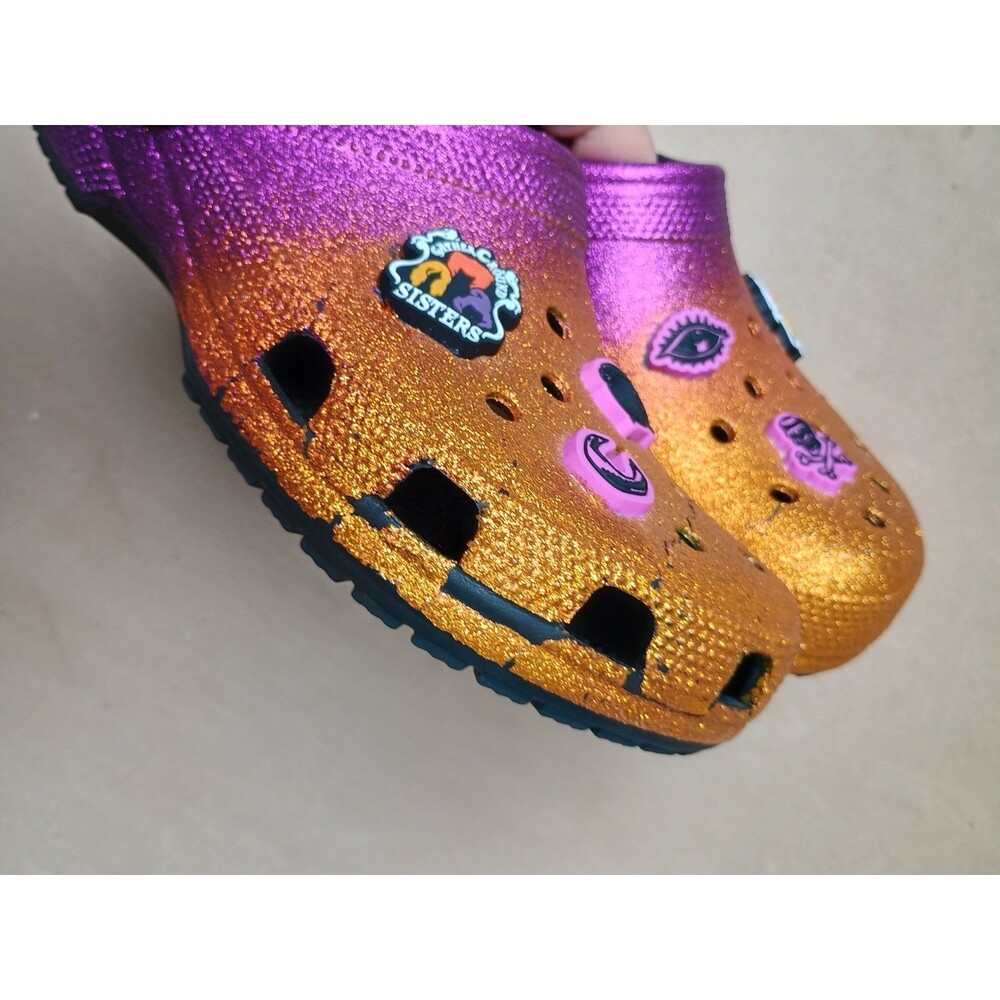 Disney Parks Halloween Hocus Pocus Crocs Sz US Mens 8 Women's 10 Purple Orange - Picture 5 of 6